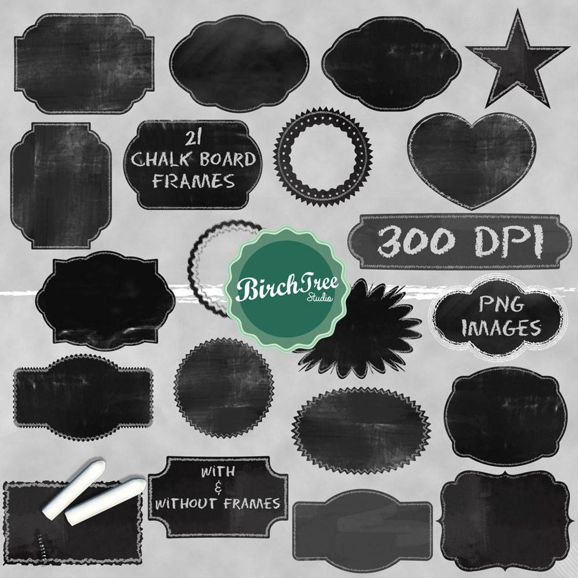 Chalkboard Clipart Frames Chalkboard Labels Clip Art Chalk Etsy UK