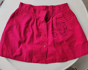 Handprinted Dawged Down Red Skirt Upcycled - Size 12