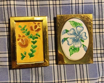 Set of 2 Framed Floral Watercolor Paintings Inspired by Vintage Fashion