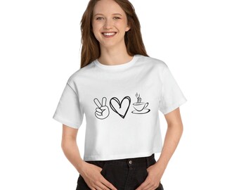Peace, Love, Coffee Champion Women's Heritage Cropped T-Shirt