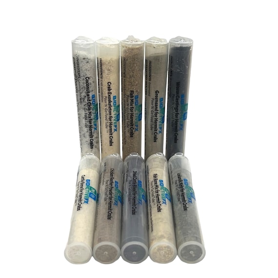Hermit Crab Food Pack Bundle - 5 or 10 Foods - Proteins, Minerals, Fats, Natural Pigments - Pour N’ Go Food Tubes ™
