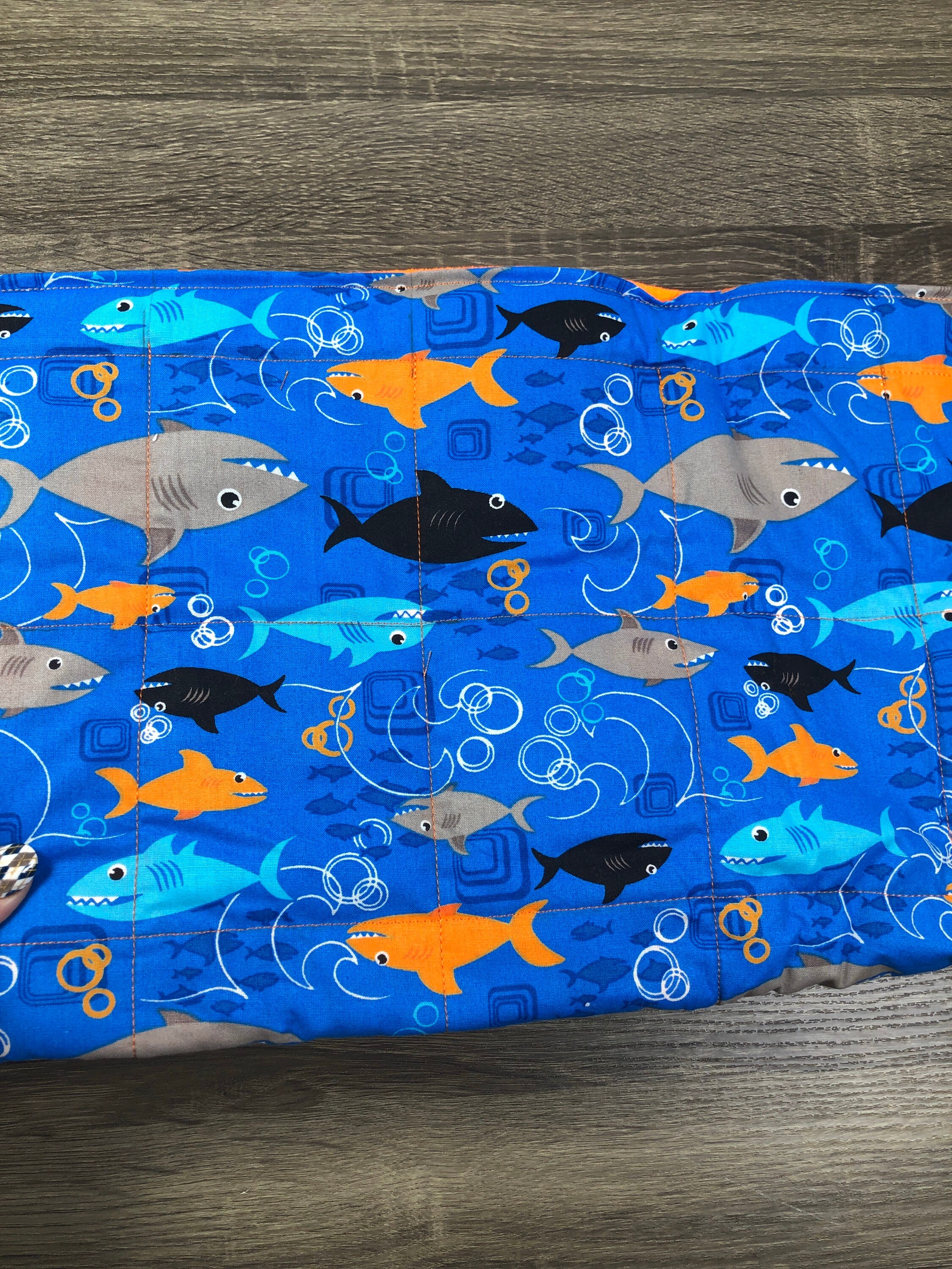 5 Pound Sharks Ready to Ship Weighted blanket, Cotton and Fleece