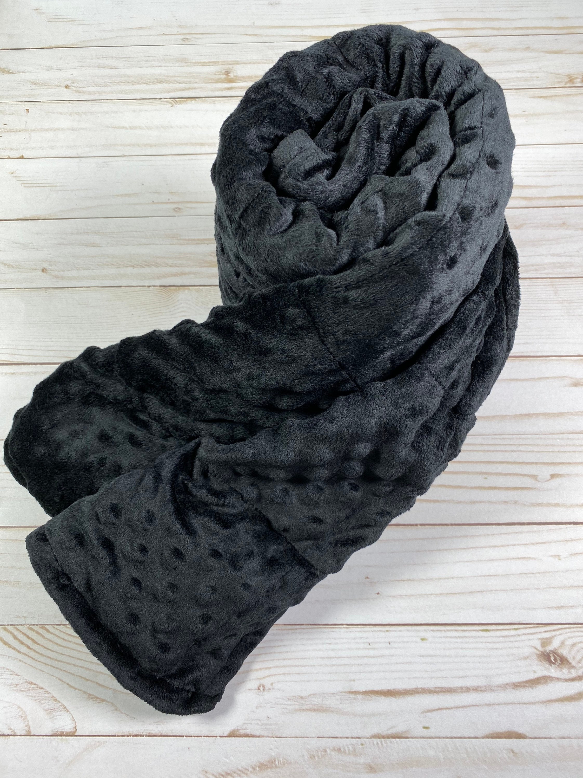 6 Pound Black Minky Weighted blanket, Ready to Ship child size weighted