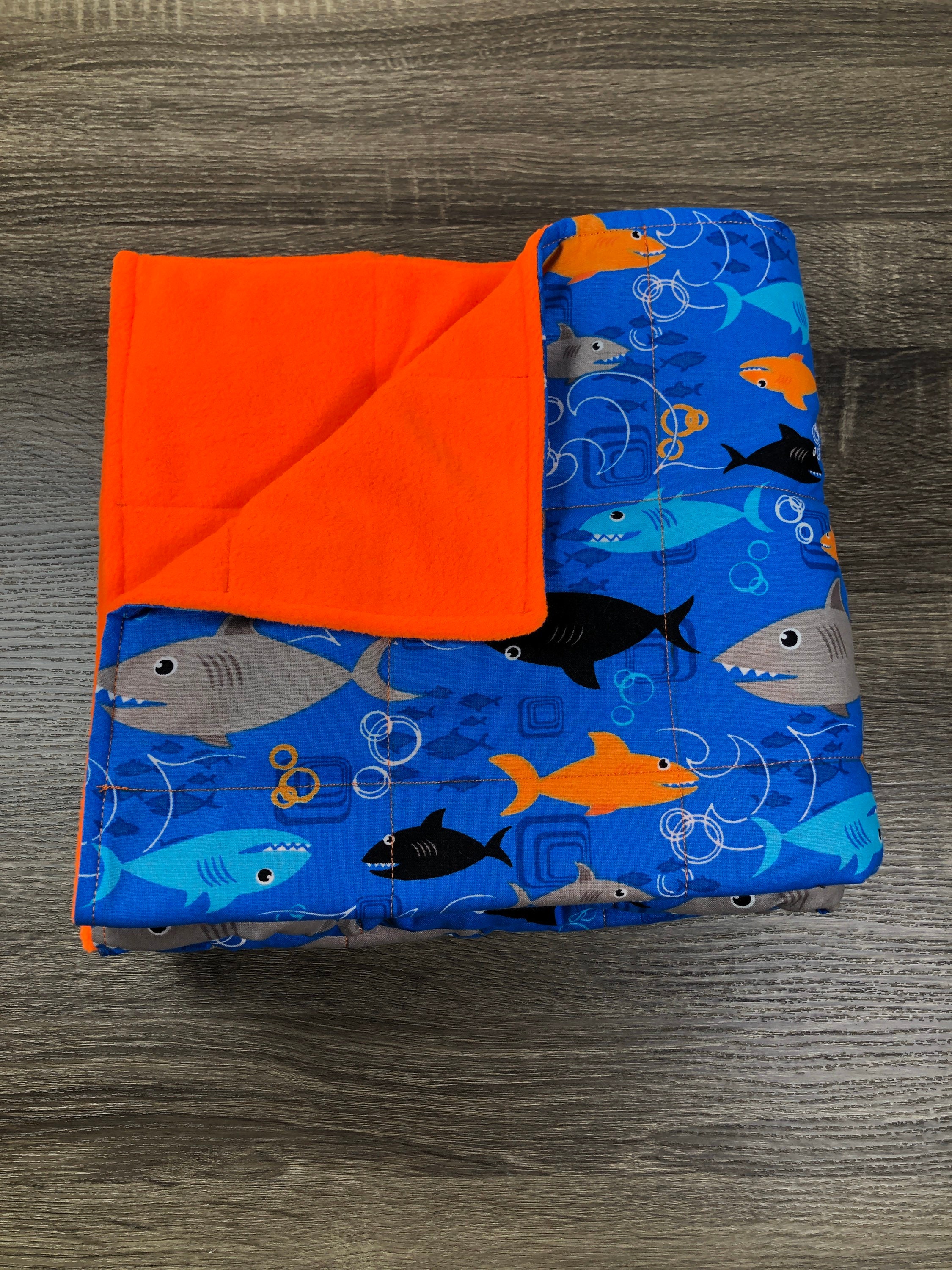 5 Pound Sharks Ready to Ship Weighted blanket, Cotton and Fleece