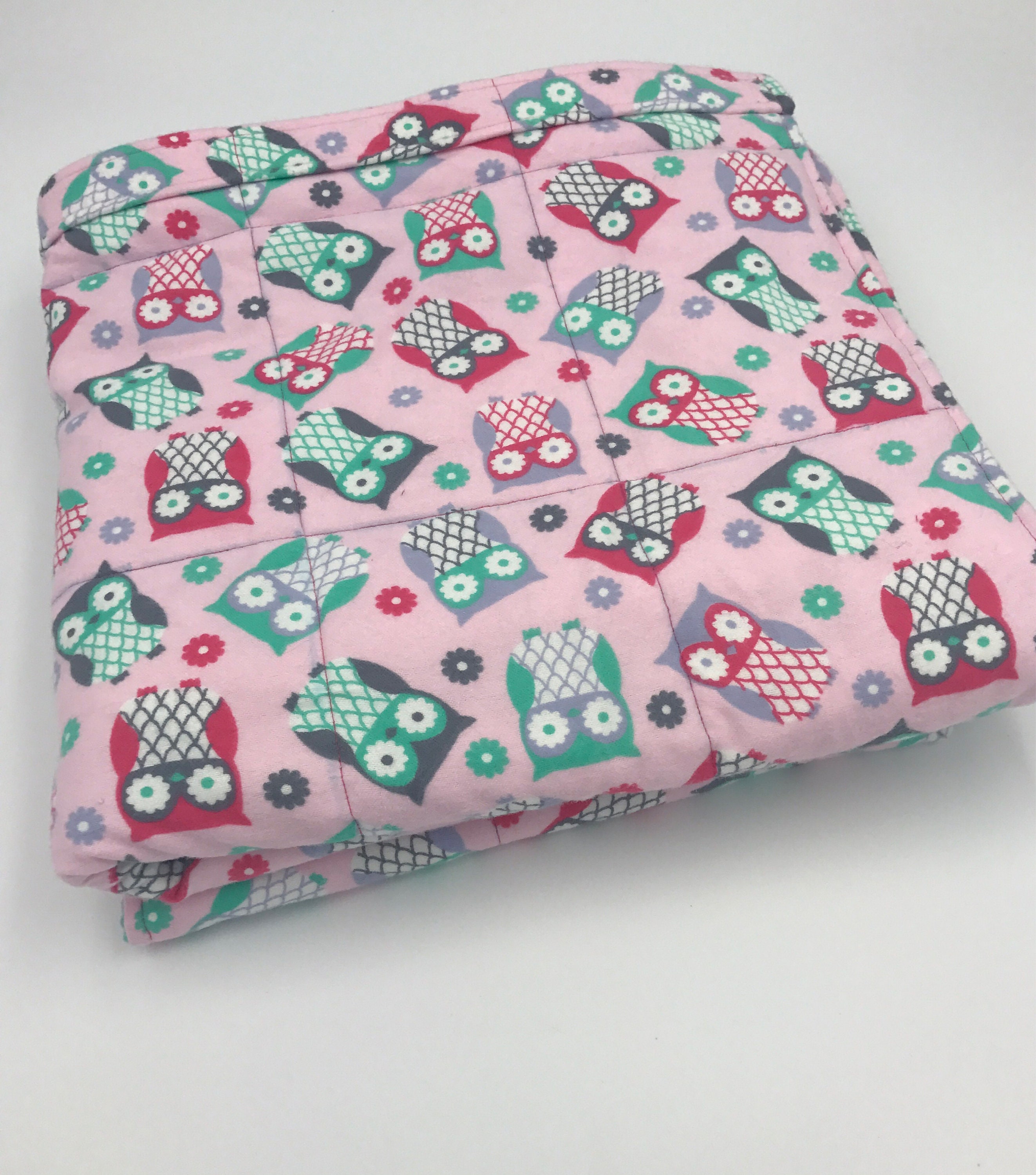 6 pound Owl Ready to Ship Weighted Blanket, Flannel Weighted Blanket