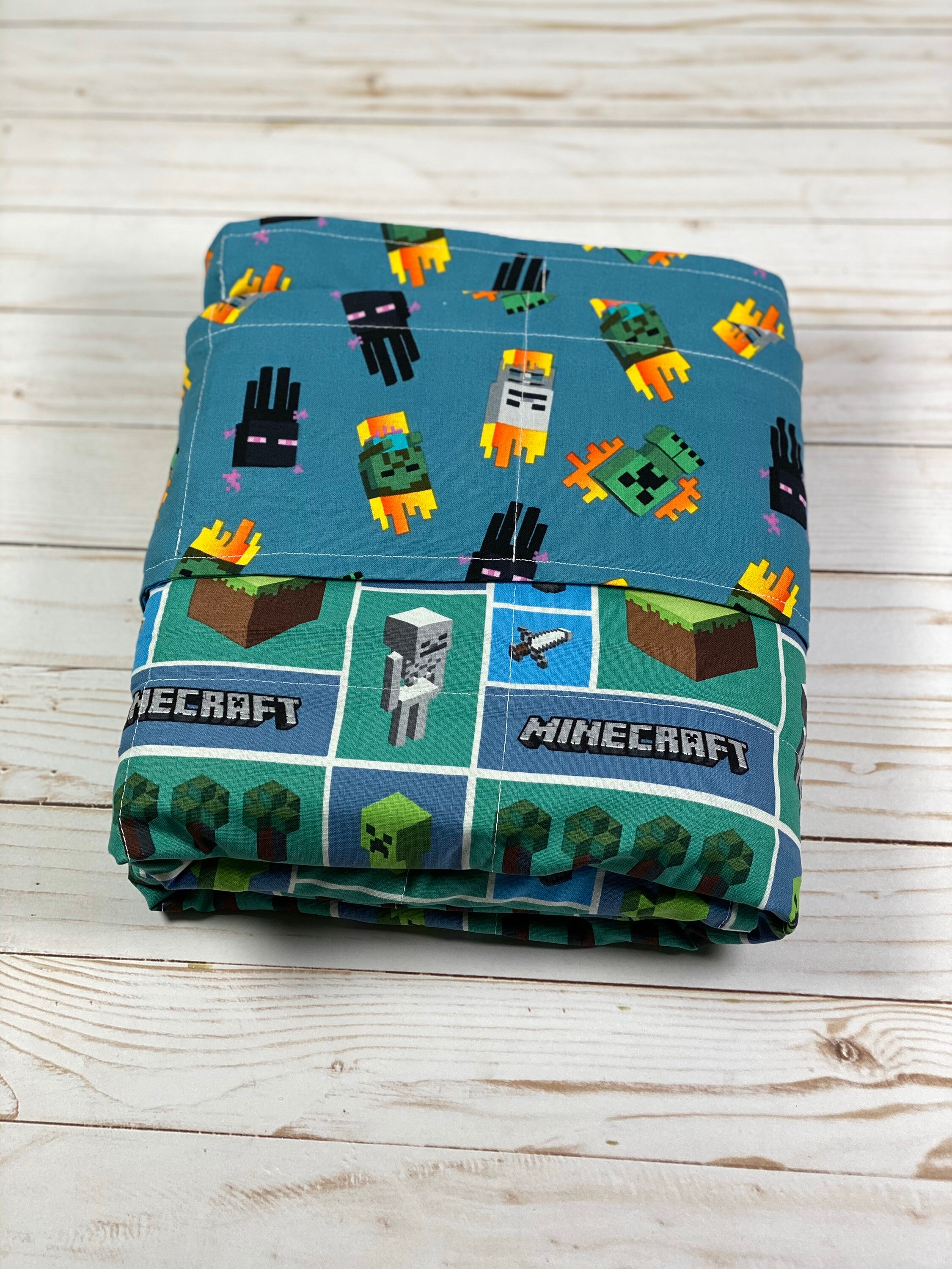 8 pound MineCraft Double Cotton Weighted blanket, 40x68, Ready to Ship