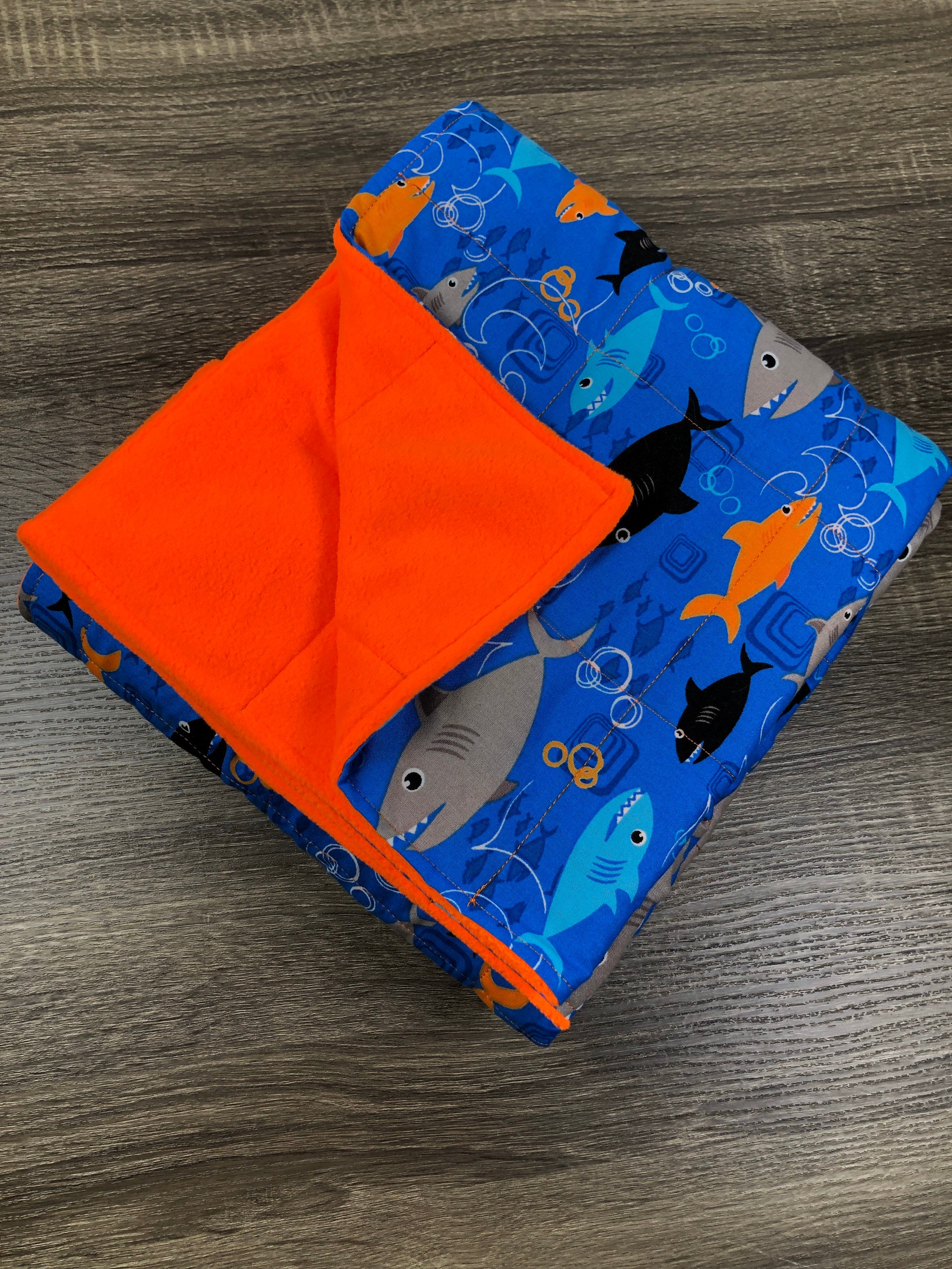 5 Pound Sharks Ready to Ship Weighted blanket, Cotton and Fleece