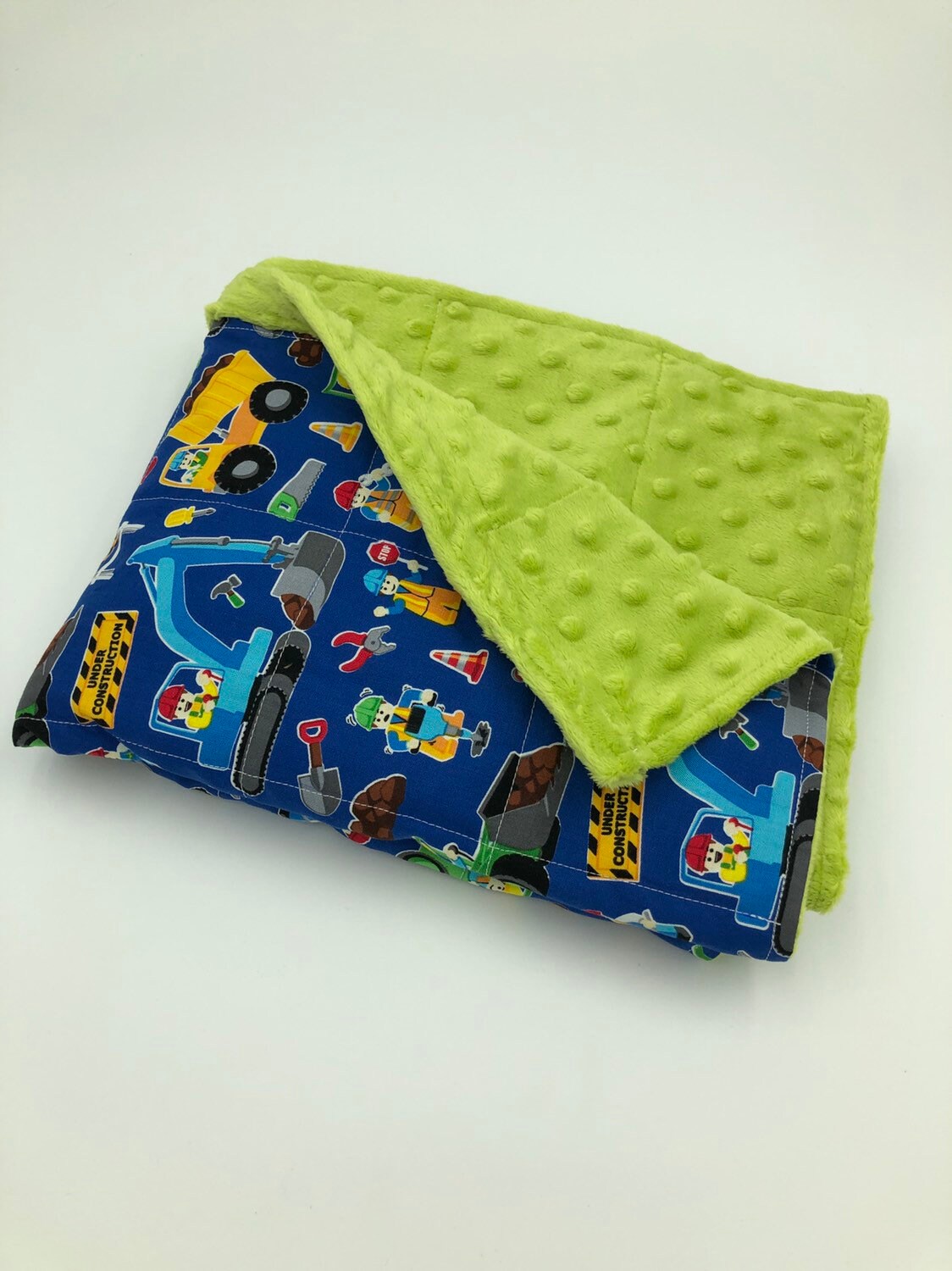 3 Pound Construction theme Weighted Blanket, Oversized Lap Pad, Travel