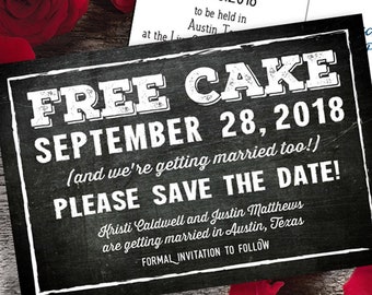 Free Cake Save the Date Postcards