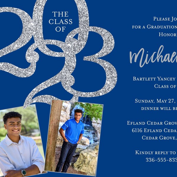 Royal Blue Silver Invitation Etsy Royal Blue Silver Invitation Etsy
