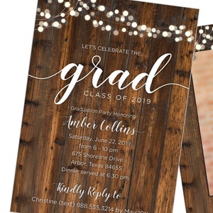 Rustic Wood Graduation Invitation