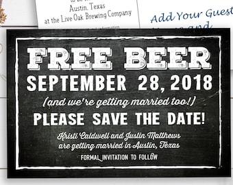Free Beer Save the Date Postcards