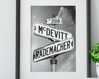 Personalized Street Signs Art Print - Ready to Frame Print
