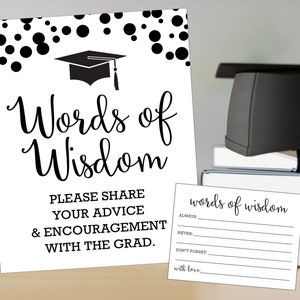 Words of Wisdom Graduation Advice Card & Sign Set (PDF)