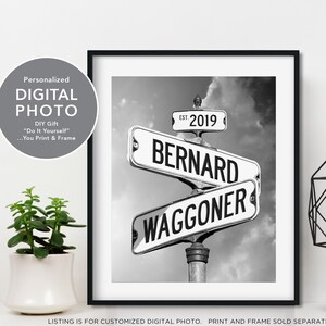 Personalized Printable Street Signs Digital Photo Customized with Names and Wedding Date