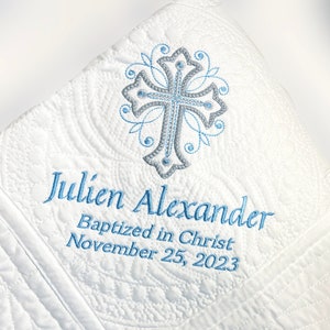 Embroidered Personalized Baptism Gift Blanket