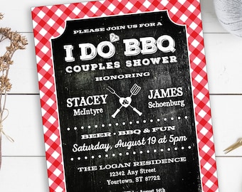 Printable Rustic Wood Wedding Invitation I Do BBQ Couples | Etsy
