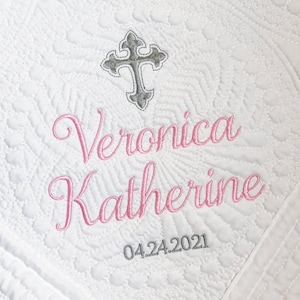 Personalized Christening Gift Blanket with Cross