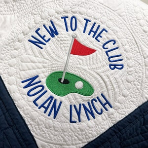 New to the Club Golf Embroidered Baby Gift Blanket