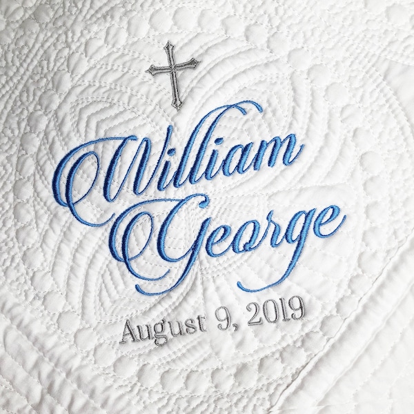 Personalized Baptism Blanket Gift for Baby with Cross