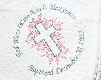 Personalized Baptism Gift Blanket for Girl