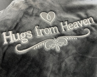 Hugs from Heaven Embroidered Plush Fleece Throw Blanket