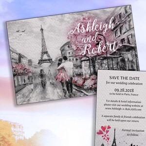 Faites gagner la carte postale | Thème parisien | Mariage à destination | Cartes postales imprimées 6 x 4 ou fichiers imprimables JPG | Carte postale économique