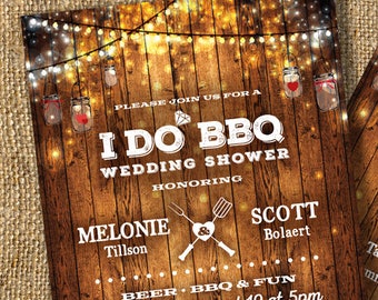 Rustic Wood I Do BBQ Invitation: Couples Shower, Engagement Party