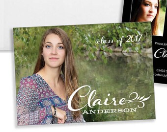 Printed Graduation Invitation with Photos | Customized for You | 5x7 Printed Two Sides with white envelopes | Paper Choices and Photos