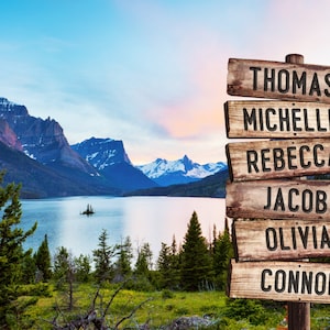 Personalized Digital Photo - Family Names Six Signs Personalized Art