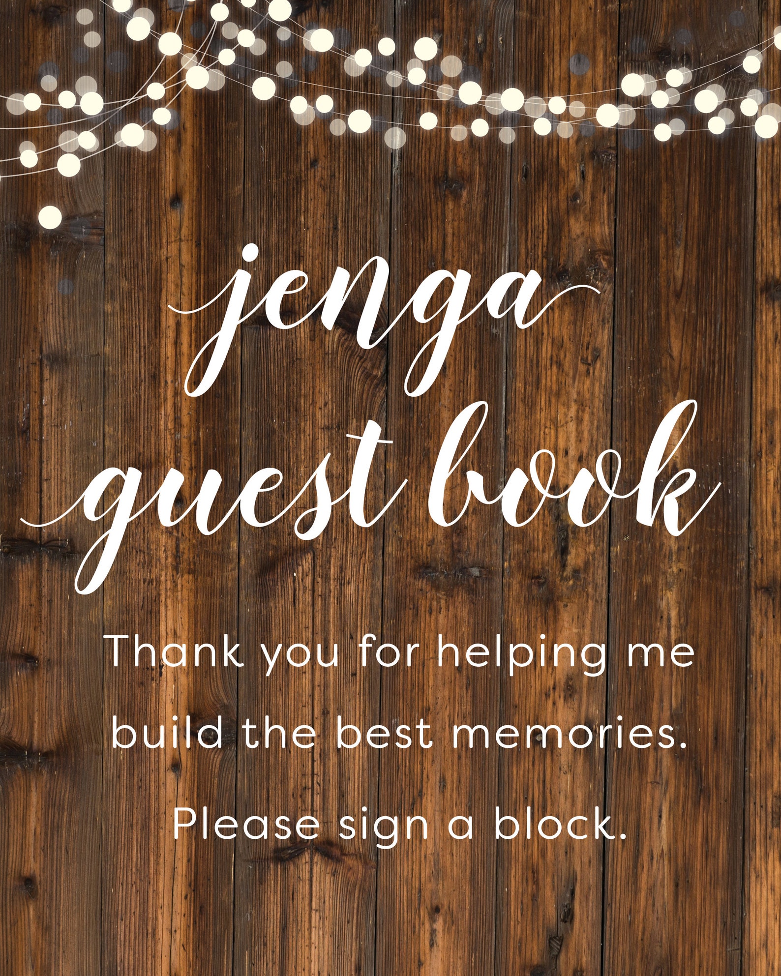 Instant Download Printable Jenga Block Guest Book Sign a Etsy
