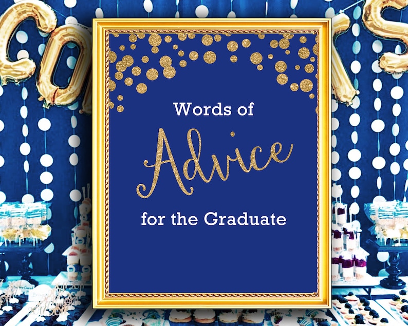 Words Of Advice For The Graduate Printable Sign Royal Blue And Etsy