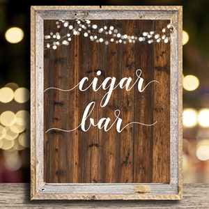 Instant Download Printable Cigar Bar Sign, Rustic Wedding Decor