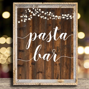 Printable Pasta Bar Sign, Instant Download Party Favor Sign