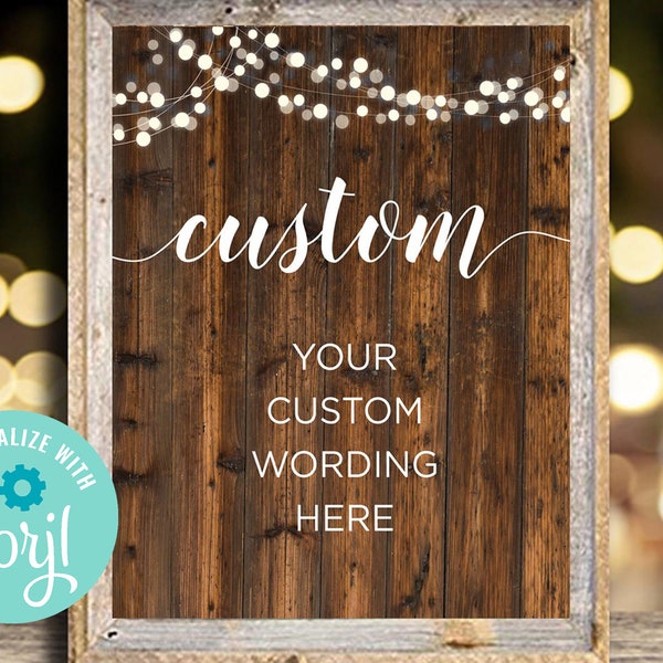 You Edit Printable Template Rustic Wood Sign - You Personalize and Print