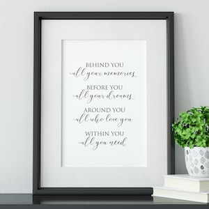 Printable Art Instant Download Graduation Gift • Behind You Before You Around You Within You Inspirational Quote