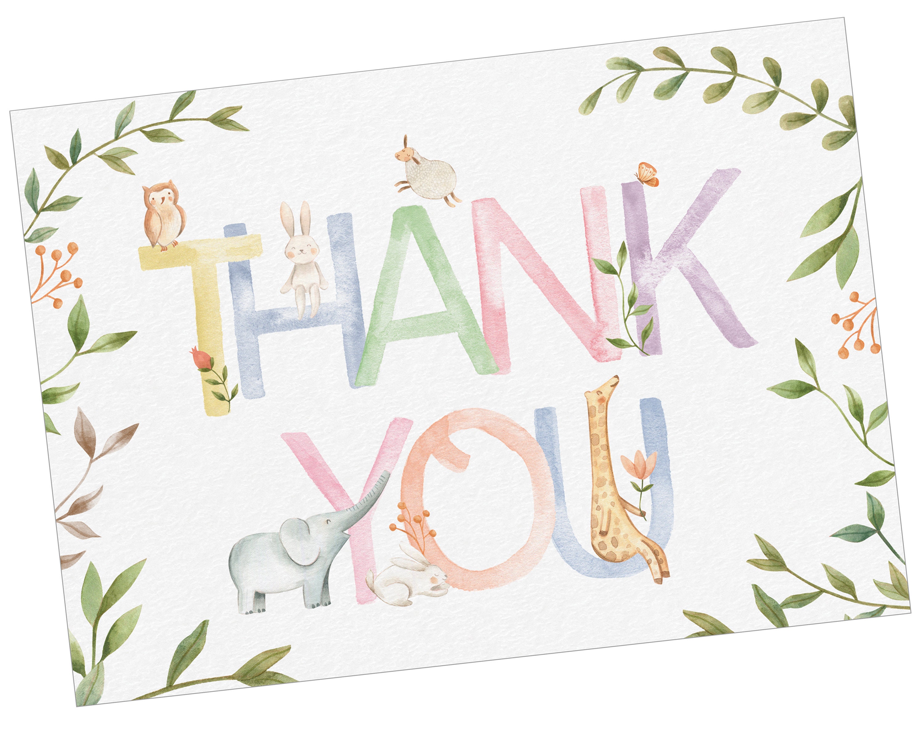 Baby Animal Thank You Card - Etsy