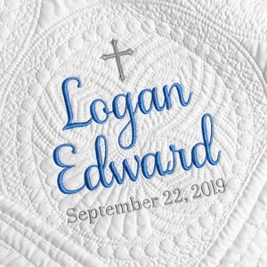 Personalized Christening Blanket: Embroidered Baptism Gift for Baby
