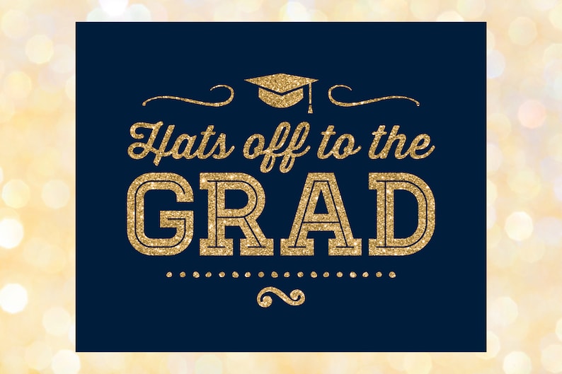 Class of 2026 Instant Download Printable Decorations Navy Blue and Gold ...