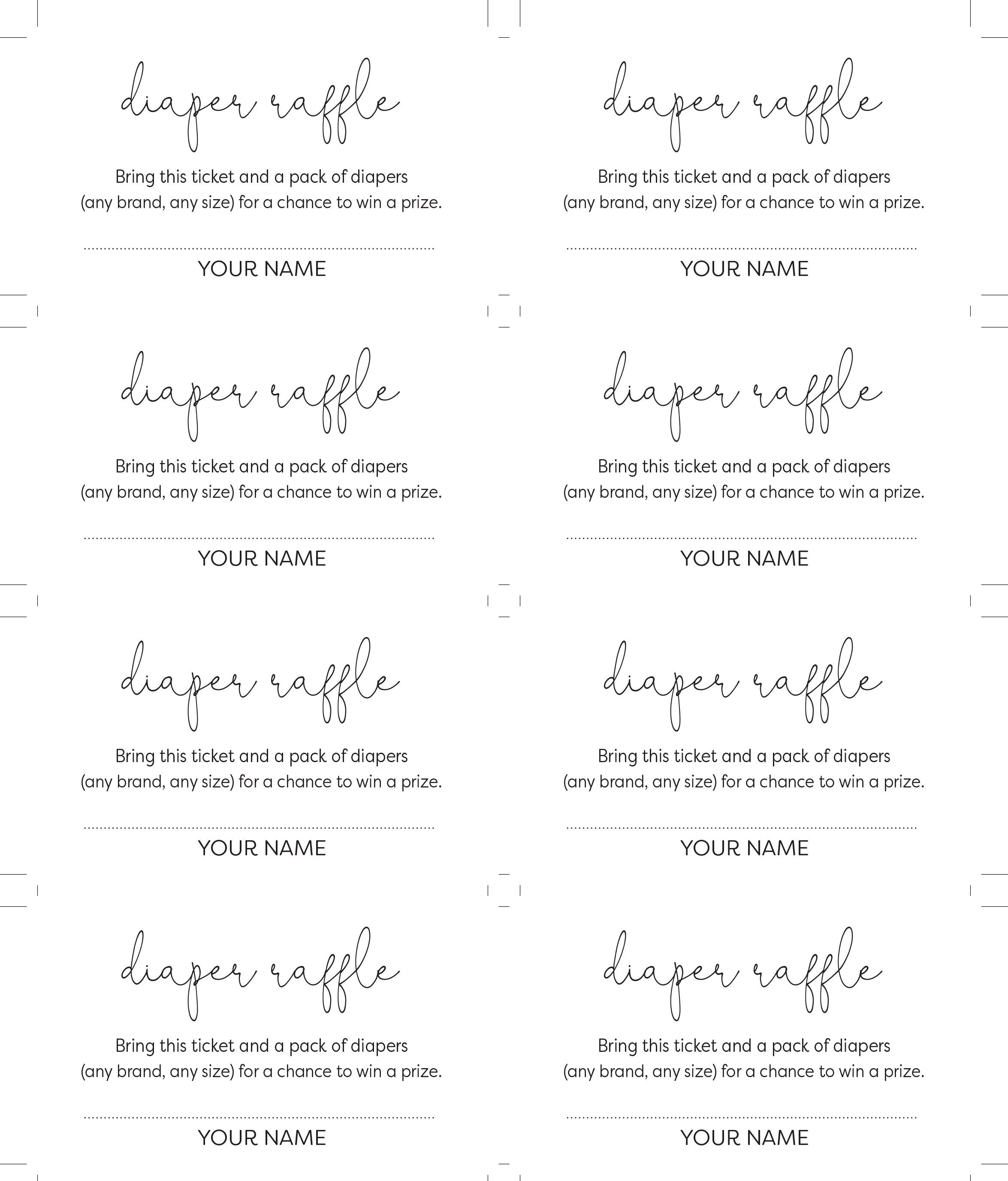 Diaper Raffle Cards &amp; Diaper Raffle Sign Printable Set with | Etsy