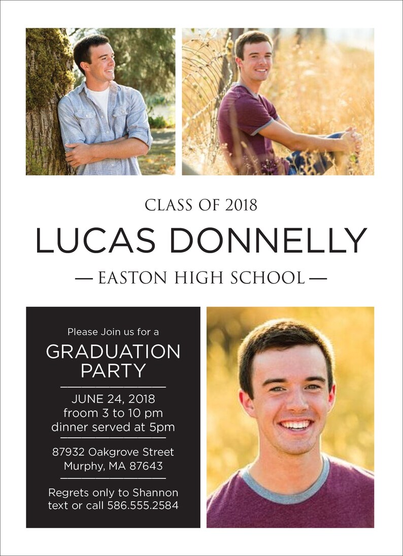 customized for you 5x7 cards with white envelopes Printed Graduation Party Invitation with Photos prints 2 sides multiple photos