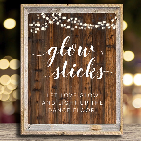 Light Up the Dance Floor Glow Sticks Sign, Rustic Decor 5x7 Instant Download Printable File
