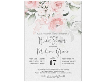 Open House Drop in Shower Invitation With Elegant Greenery | Etsy
