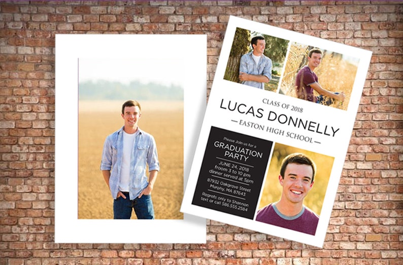 customized for you 5x7 cards with white envelopes Printed Graduation Party Invitation with Photos prints 2 sides multiple photos