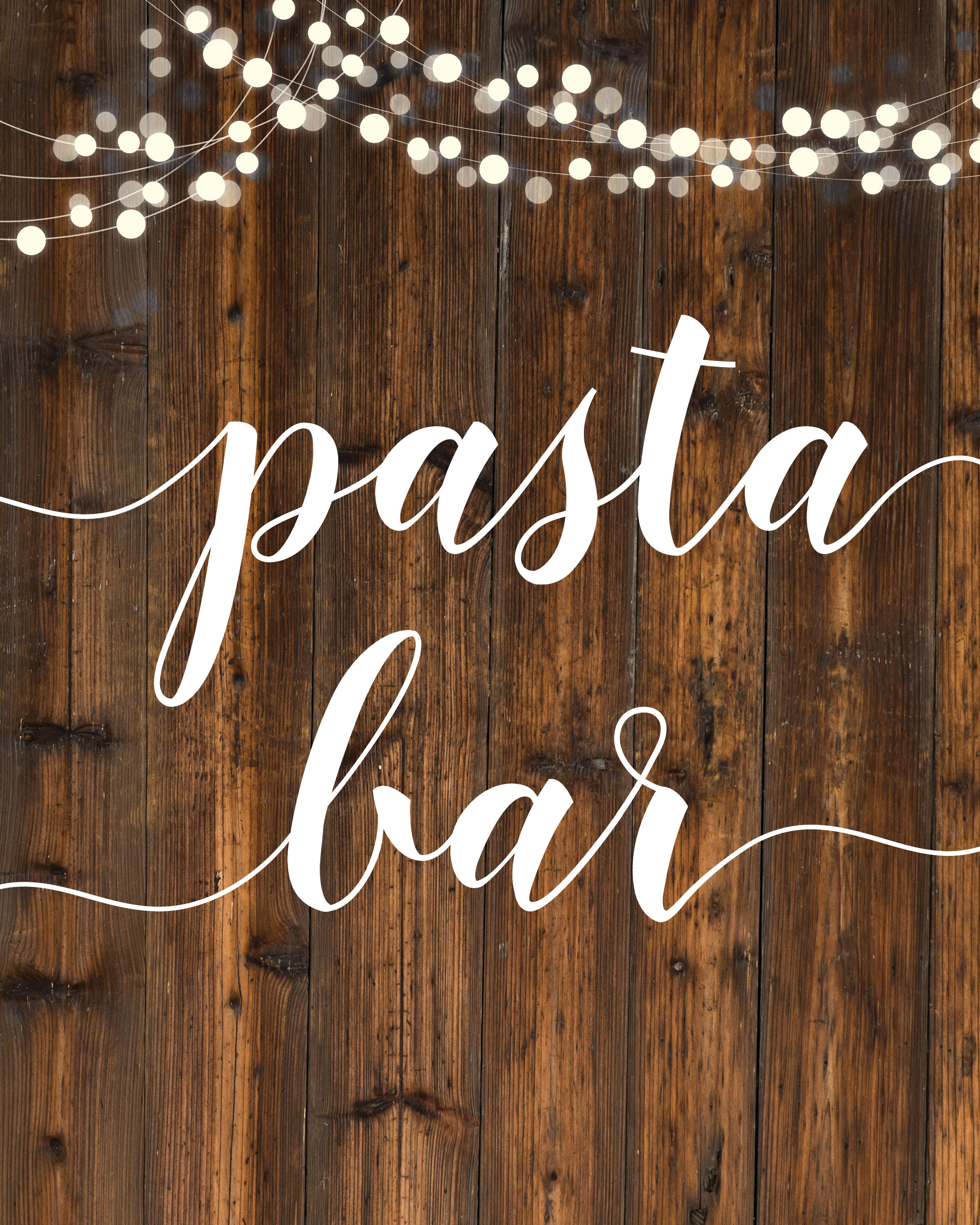 Printable Pasta Bar Sign Instant Download Party Favor Sign Etsy