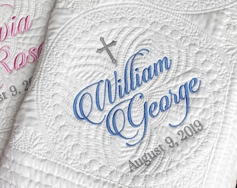 Personalized Baptism Blanket Gift for Newborn