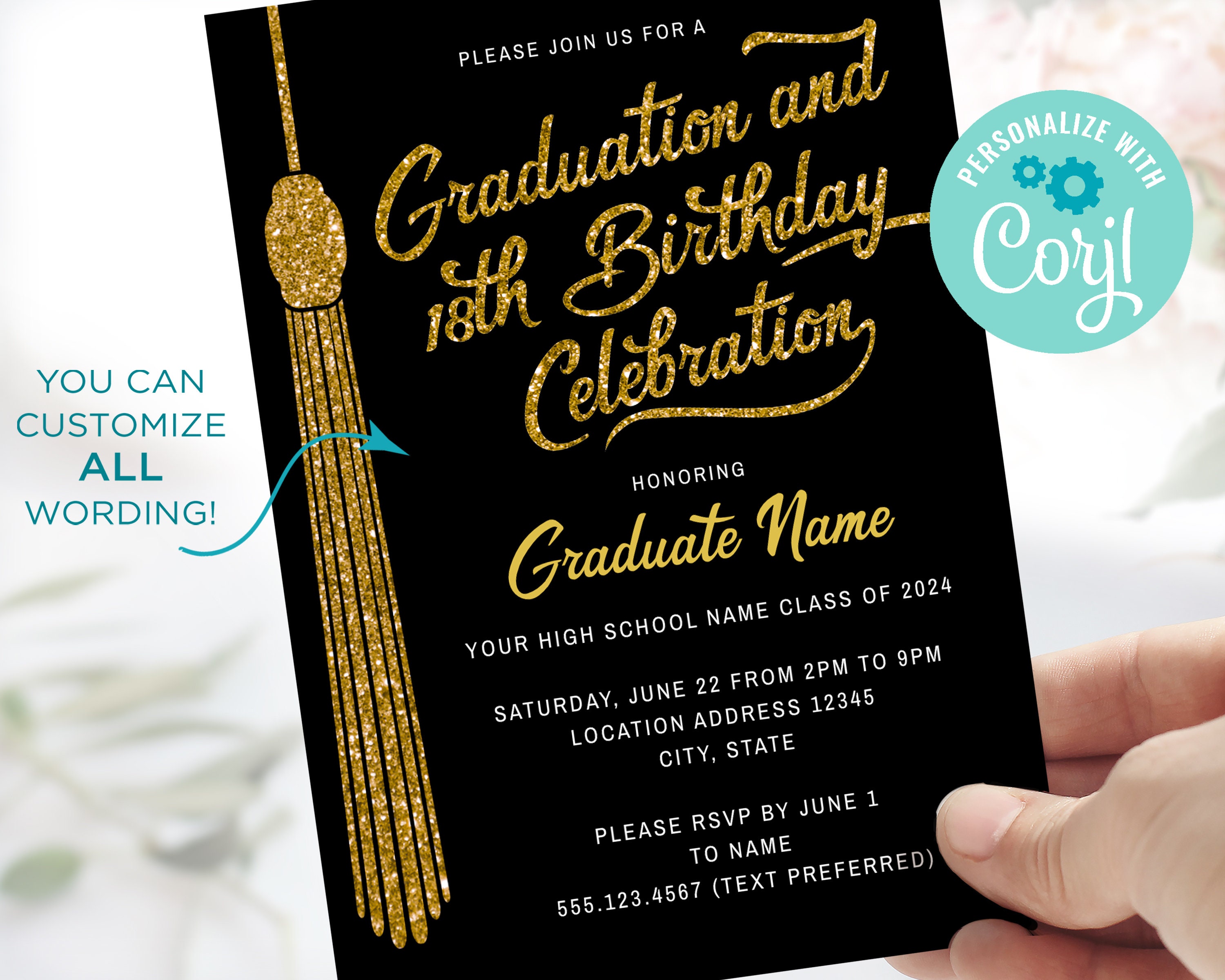 Rhinestone Graduation Invitations