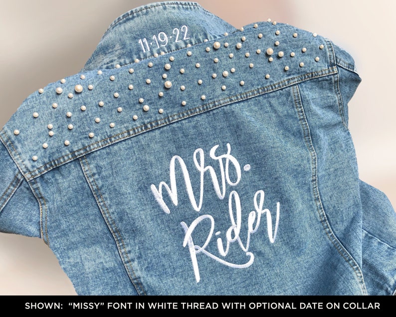 Embroidered Pearl Bride Jean Jacket