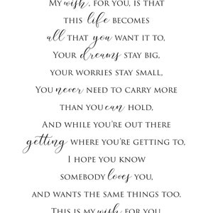 Printable File My Wish for You Verse Printable Graduation Gift - Etsy