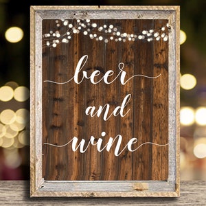Instant Download Printable Beer and Wine Sign Rustic Wedding Decor